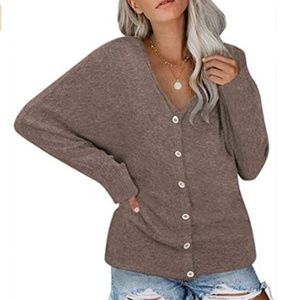 Women's V-Neck Button Down Long Sleeve Cardigan